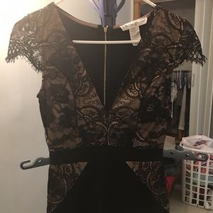 Formal Deep V lace front dress with front slit